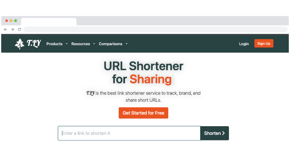 T.LY URL Shortener Homepage