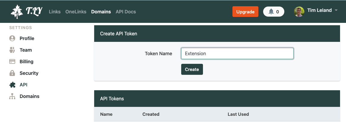 Enter Extension for token name and click Create.